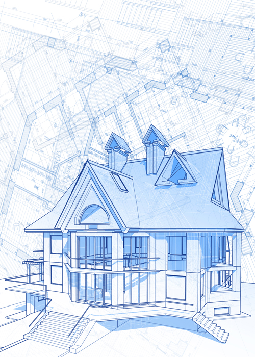 House architecture blueprint vector set 09