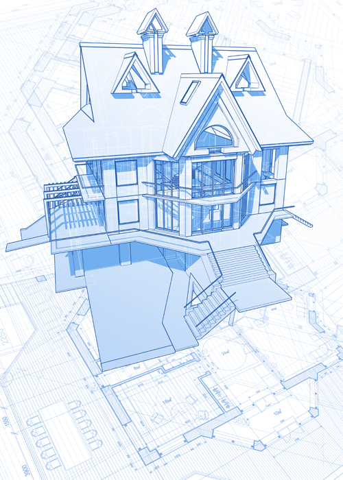 House architecture blueprint vector set 10
