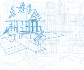 House architecture blueprint vector set 11
