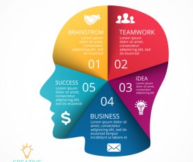 Human head with infographics vector material 03
