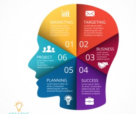 Human head with infographics vector material 04