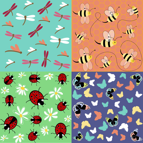 Insects seamless pattern vector