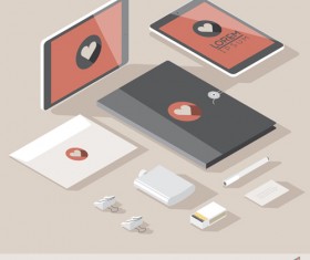 Isometric branding infographics template vector 03