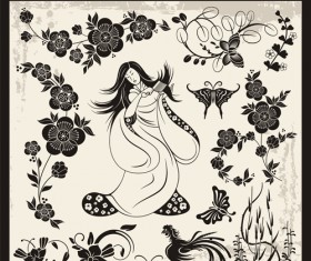 Japanese styles ornaments design vector set 05