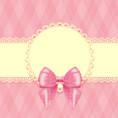 Lace frame with bow background vector