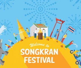 Landmarks flat design template vector 02