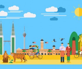 Landmarks flat design template vector 03