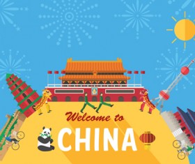 Landmarks flat design template vector 05