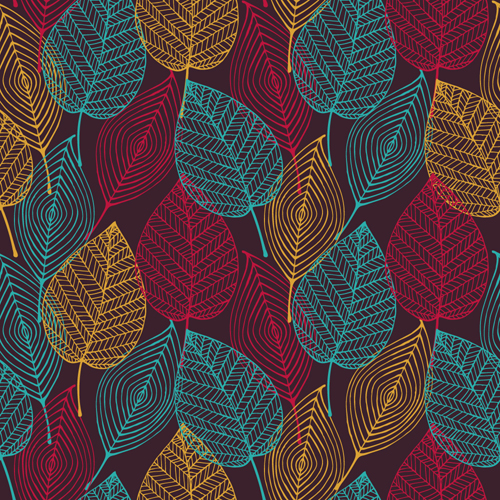 Leaves textures pattern seamless vector 01