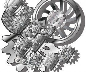 Machinery with gears vector 02