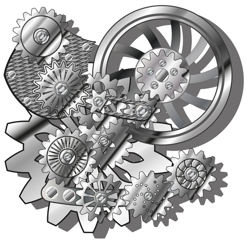 Machinery with gears vector 02