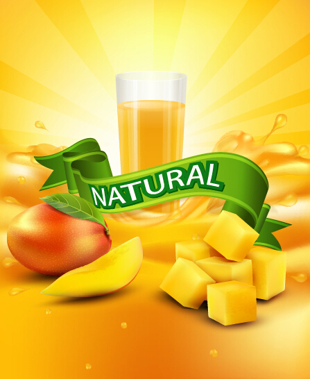 Mango juice nature vector 02