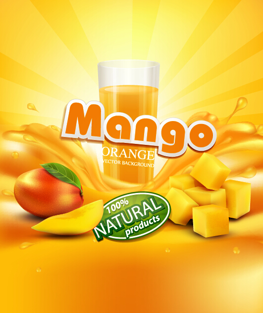 Mango juice nature vector 03