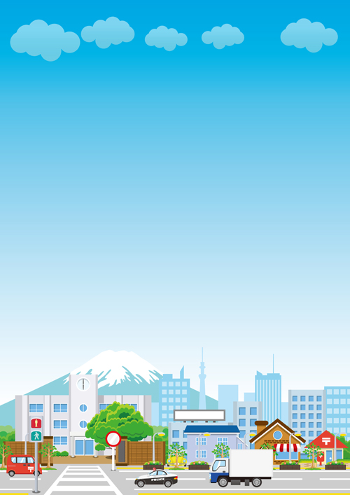 Modern city landscape vector template 01