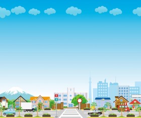 Modern city landscape vector template 03