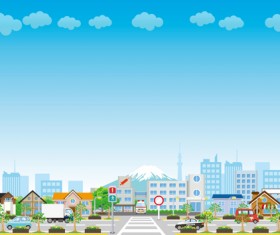 Modern city landscape vector template 04