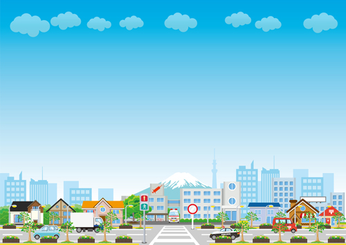 Modern city landscape vector template 04 free download