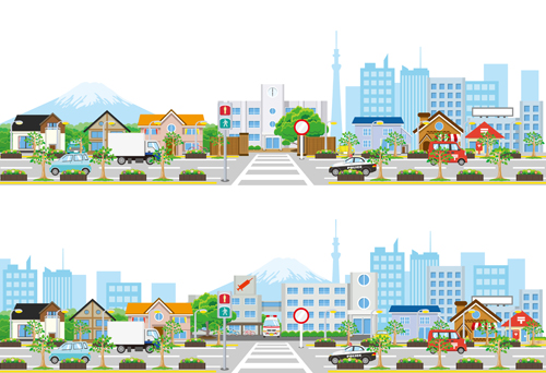 Modern city landscape vector template 05