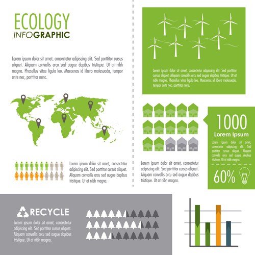 Modern ecology Infographic vectors material 04