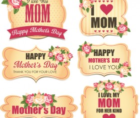 Mothers day labels with flower vector