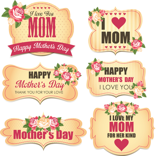 Mothers Day Labels With Flower Vector Free Download