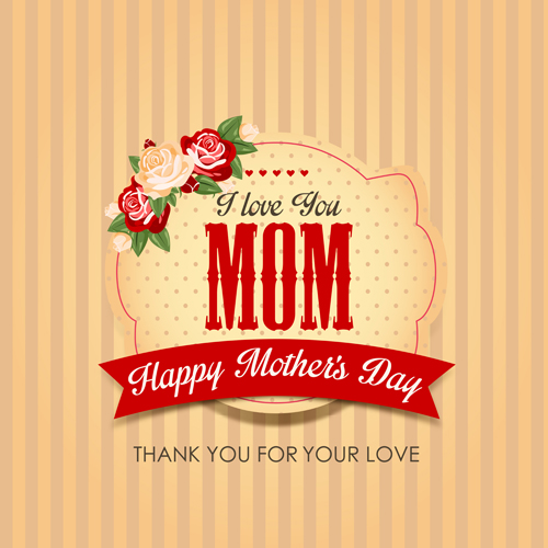 Mothers day vintage background vector 01