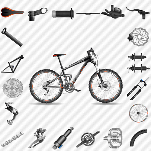Mountain bike fitting vector material