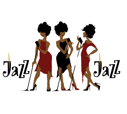 Musicians with jazz music vector material 02