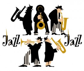 Musicians with jazz music vector material 03