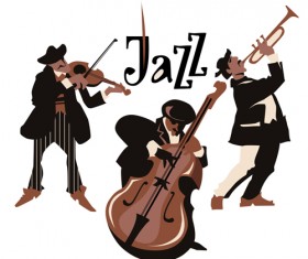 Musicians with jazz music vector material 04