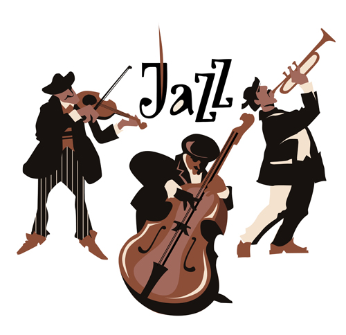 Musicians with jazz music vector material 04