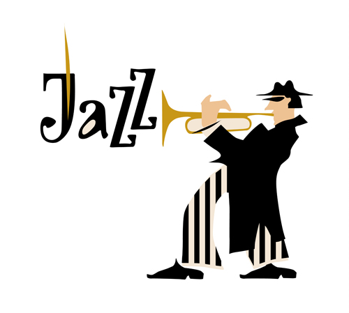 Musicians with jazz music vector material 05