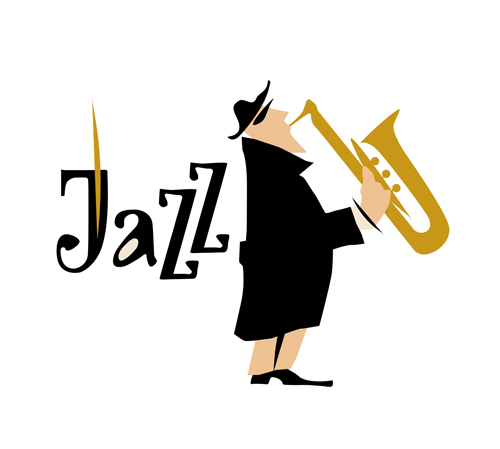 Musicians with jazz music vector material 07