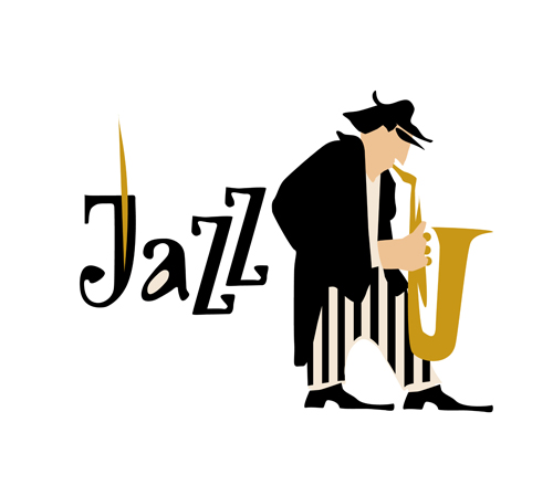 Musicians with jazz music vector material 09