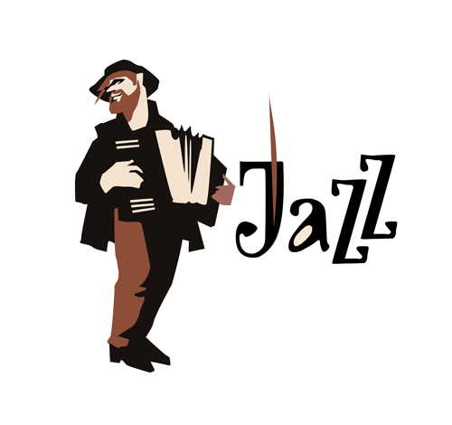 Musicians with jazz music vector material 11