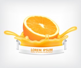 Orange fruit juice splashes vector