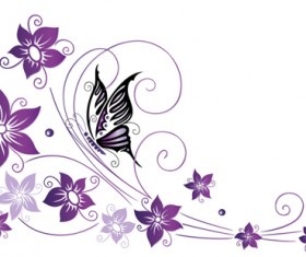 Ornament floral with butterflies vectors material 01