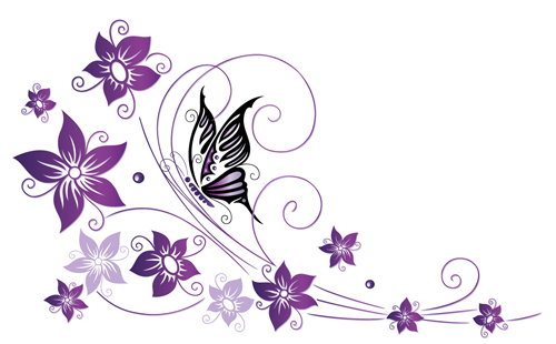 Ornament floral with butterflies vectors material 01