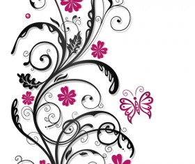 Ornament floral with butterflies vectors material 01 free download