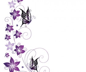 Ornament floral with butterflies vectors material 01 free download