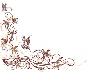 Ornament floral with butterflies vectors material 14