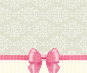 Ornate bow with lace background vector 02 free download