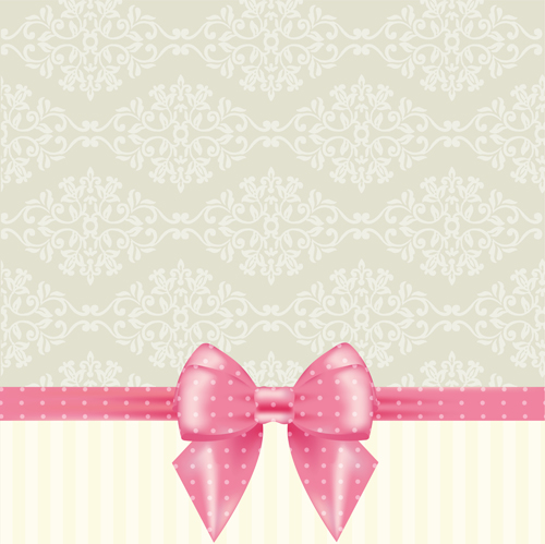 Ornate background with pink bow vector