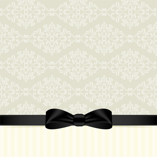 Ornate decor background with black bow vector