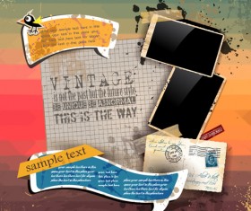 Photo frame with grunge splash background vector