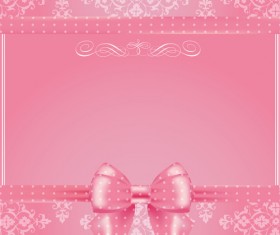 Pink background with pink bow vector 01