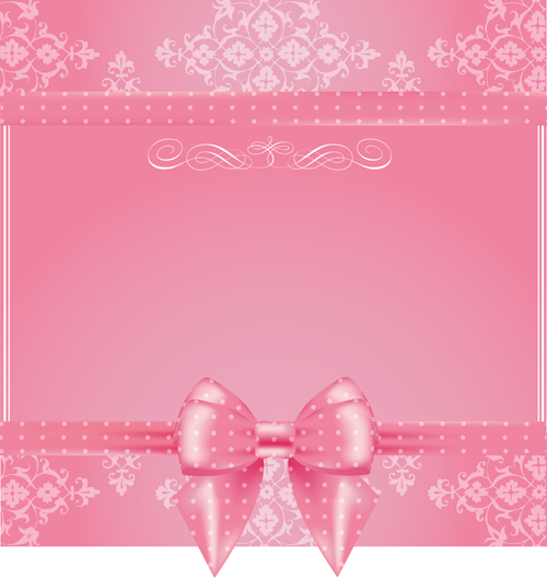 Pink background with pink bow vector 01