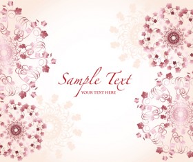 Pink border with floral background vector 01