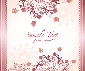 Pink border with floral background vector 02