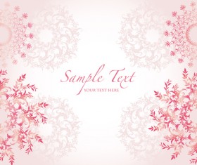 Pink border with floral background vector 04